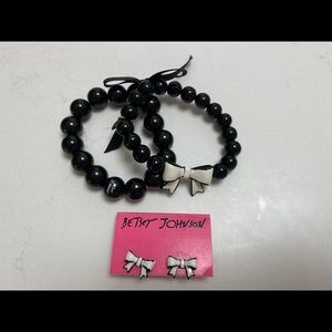 Betsey Johnson Beads and Bow Bracelet with Matching Bow earrings.